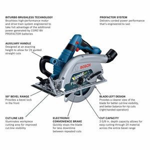 Bosch GKS18V - 26LN PROFACTOR 18V Strong Arm 7 - 1/4 In. Blade Left Circular Saw (Bare Tool) - Mississauga Hardware Centre IncBOSCHGKS18V-26LN