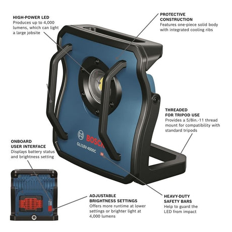 Bosch GLI18V - 4000CN 18V Connected LED Floodlight (Bare Tool) - Mississauga Hardware Centre IncBOSCHGLI18V-4000CN