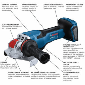 Bosch GWX18V - 13PN PROFACTOR 18V Spitfire X - LOCK 5 - 6 In. Angle Grinder with Paddle Switch (Bare Tool) - Mississauga Hardware Centre IncBOSCHGWX18V-13PN