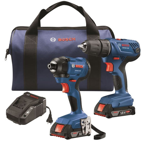 Bosch GXL18V - 26B22 18V 2 - Tool Combo Kit with Compact 1/2 In. Drill/Driver and 1/4 In. Hex Impact Driver - Mississauga Hardware Centre IncBOSCHGXL18V-26B22