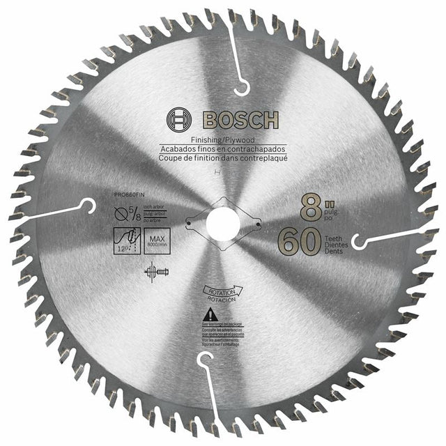 Bosch | PRO860FIN 8 In. 60 Tooth Plywood and Finishing Circular Saw Blade - Mississauga Hardware Centre IncBOSCHPRO860FIN