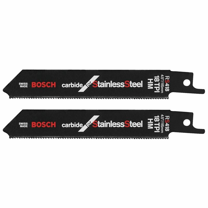Bosch RS418 - 2 2 Pieces 4 In. 30 TPI Carbide for Stainless Steel Specialty Reciprocating Saw Blades - Mississauga Hardware Centre IncBOSCHRS418-2