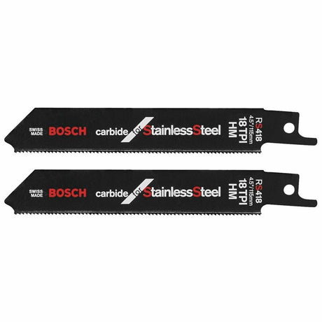 Bosch RS418 - 2 2 Pieces 4 In. 30 TPI Carbide for Stainless Steel Specialty Reciprocating Saw Blades - Mississauga Hardware Centre IncBOSCHRS418-2