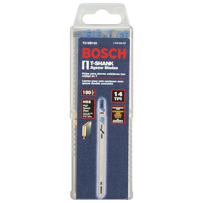 Bosch T318B100 100 pc. 5 - 1/4 In. 14 TPI Basic for Metal T - Shank Jig Saw Blades - Mississauga Hardware Centre IncBOSCHT318B100