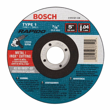 Bosch | TCW1S500 5 In. .040 In. 7/8 In. Arbor Type 1A (ISO 41) 60 Grit Rapido Fast Metal/Stainless Cutting Abrasive Wheel - Mississauga Hardware Centre IncBOSCHTCW1S500