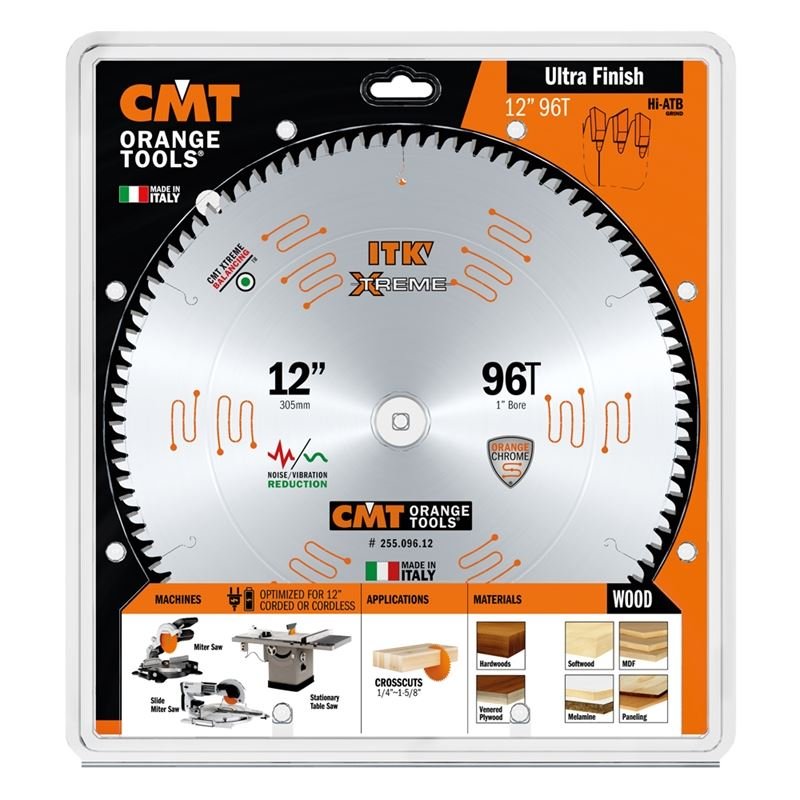CMT ORANGE TOOLS 255.096.12 12 in ITK Xtreme 96T Ultra Finish Wood Saw Blade - Mississauga Hardware Centre Inc