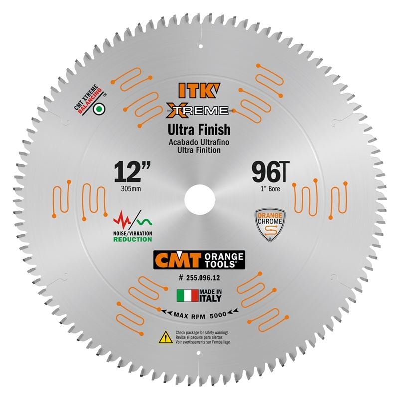 CMT ORANGE TOOLS 255.096.12 12 in ITK Xtreme 96T Ultra Finish Wood Saw Blade - Mississauga Hardware Centre Inc