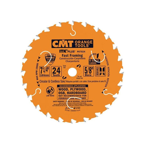 CMT P07024 - X10 7 - 1/4 in Contractor ITK Plus Fast Framing Blade - 24T - Mississauga Hardware Centre Inc