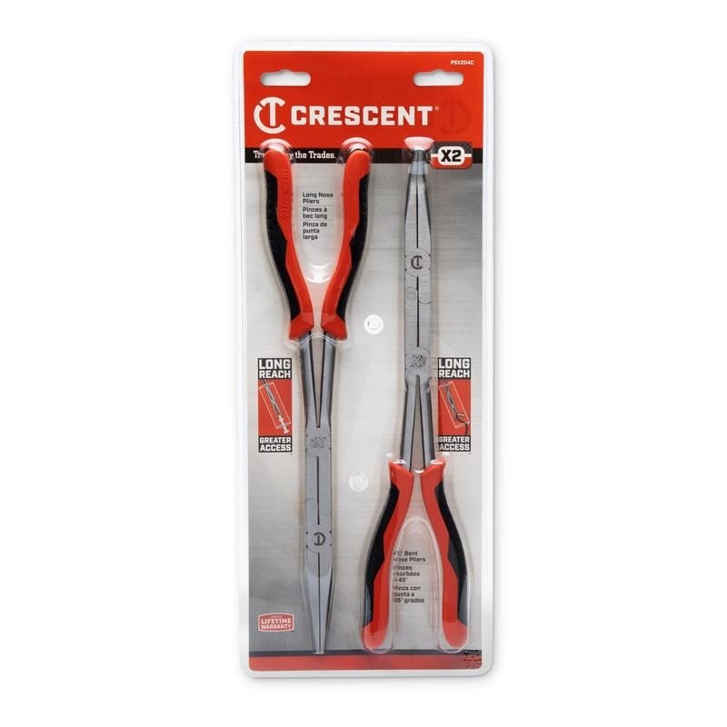 Crescent PSX204C - 06 2 Pc. X2 Straight and Bent Long Nose Dual Material Plier Set - Mississauga Hardware Centre Inc