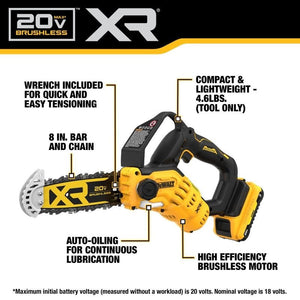 DEWALT DCCS623L1 20V MAX 8 in. Brushless Cordless Pruning Chainsaw Kit with 3 Ah Battery - Mississauga Hardware Centre IncDEWALTDCCS623L1
