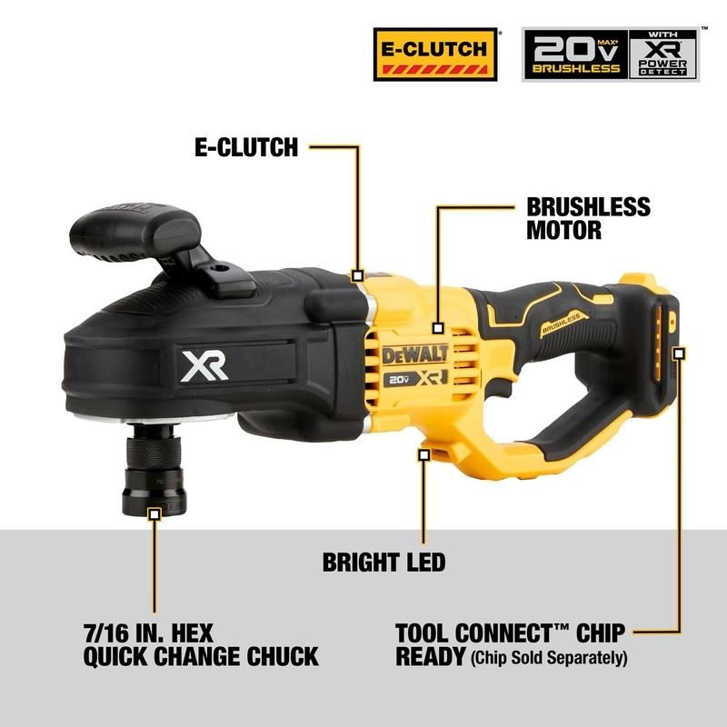 DEWALT DCD443B 20V MAX XR Brushless Cordless 7/16 in. Compact Quick Change Stud and Joist Drill with POWER DETECT Technology (Tool Only) - Mississauga Hardware Centre IncDEWALTDCD443B