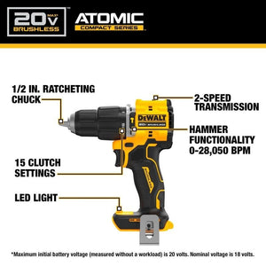 DEWALT DCD799B ATOMIC 20V MAX Brushless Cordless 1/2 in. Hammer Drill - Mississauga Hardware Centre IncDEWALTDCD799B