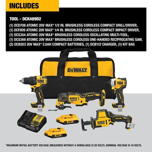 DEWALT DCK489D2 ATOMIC 20V MAX Brushless Cordless 4 - Tool Combo Kit - Mississauga Hardware Centre IncDEWALTDCK489D2