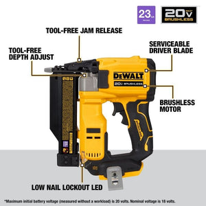 DEWALT DCN623B ATOMIC COMPACT SERIES 20V MAX Brushless Cordless 23 Ga. Pin Nailer (Tool Only) - Mississauga Hardware Centre IncDEWALTDCN623B