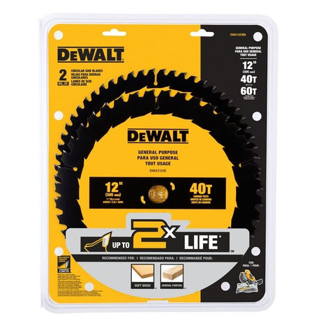 DEWALT DWA112CMB 12 in. 40T / 60T General Purpose Combo Pack - Mississauga Hardware Centre IncDEWALTDWA112CMB
