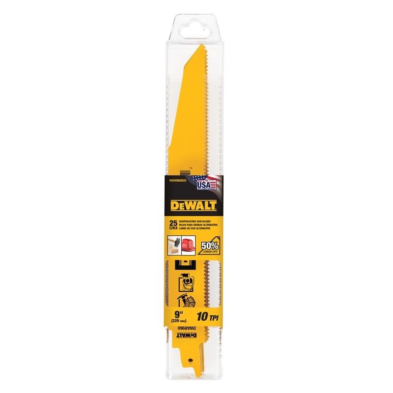 DeWalt DWAR960B25 9 IN 10 TPI BI - METAL DEMO RECIPROCATING SAW BLADES - 25PK - Mississauga Hardware Centre IncDEWALTDWAR960B25