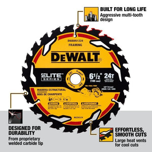 DEWALT DWAW61224 6 - 1/2in 24T ELITE SERIES Circular Saw Blade - Mississauga Hardware Centre IncDEWALTDWAW61224
