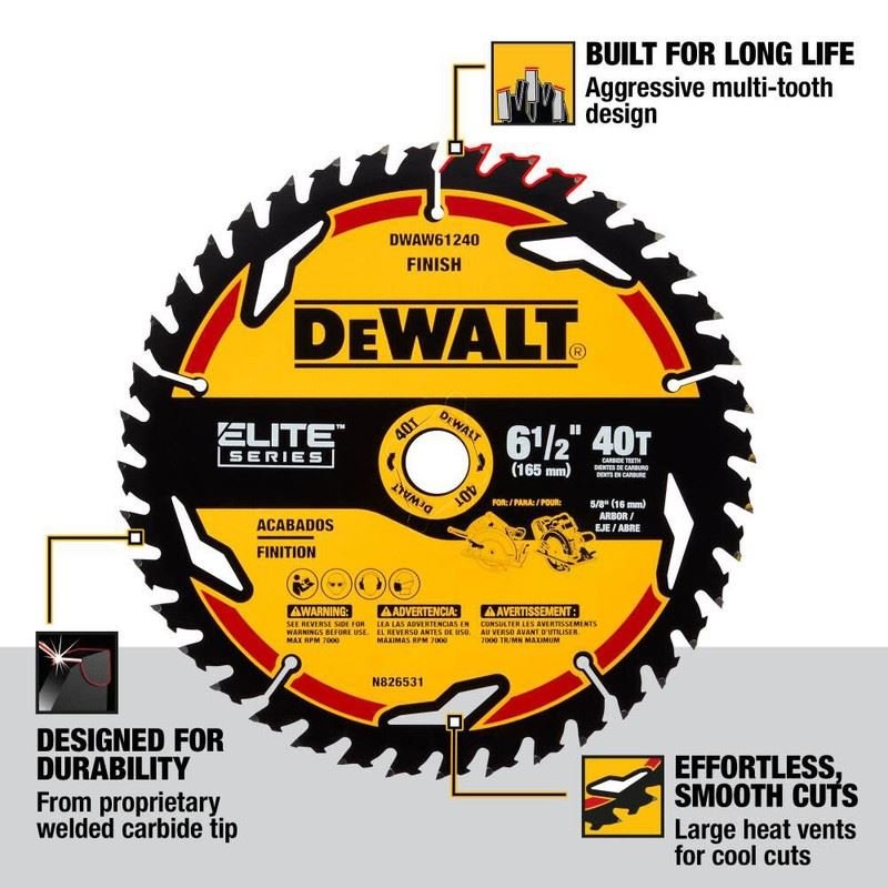 DEWALT DWAW61240 6 - 1/2in 40T ELITE SERIES BLADE - Mississauga Hardware Centre IncDEWALTDWAW61240