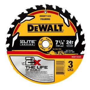 DEWALT DWAW714243PK ELITE SERIES Circular Saw Blades 7 - 1/4in 24T - 3PACK - Mississauga Hardware Centre IncDEWALTDWAW714243PK