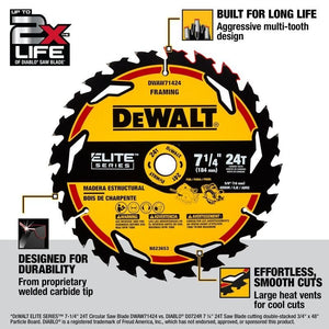 DEWALT DWAW714243PK ELITE SERIES Circular Saw Blades 7 - 1/4in 24T - 3PACK - Mississauga Hardware Centre IncDEWALTDWAW714243PK