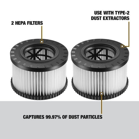 DEWALT DWV9330 Replacement HEPA Filter Set For DWV010 & DWV012 (Type 2) Dust Extractors - Mississauga Hardware Centre IncDEWALTDWV9330