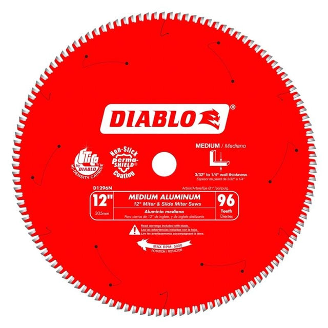 Diablo 12 in. X 96 Tooth Medium Aluminum Saw Blade - Mississauga Hardware Centre IncDiabloD1296N