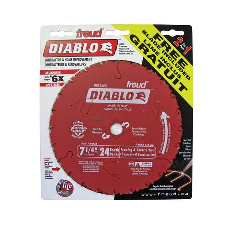 Diablo D0724PX 2 pack 7 - 1/4 in. x 24 Tooth Framing Saw Blade - Mississauga Hardware Centre IncFREUDD0724PX