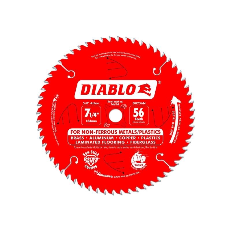 Diablo D0756N 7 - 1/4 in. x 56 Tooth Non - Ferrous Metals / Plastics Saw Blade - Mississauga Hardware Centre IncDIABLOD0756N