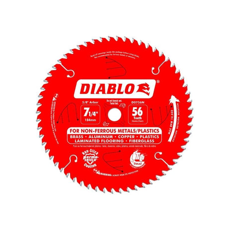 Diablo D0756N 7 - 1/4 in. x 56 Tooth Non - Ferrous Metals / Plastics Saw Blade - Mississauga Hardware Centre IncDIABLOD0756N