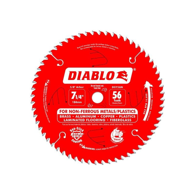 Diablo D0756N 7 - 1/4 in. x 56 Tooth Non - Ferrous Metals / Plastics Saw Blade - Mississauga Hardware Centre IncDIABLOD0756N