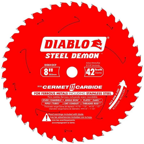 Diablo D0842CF 8 in. x 42 Tooth Cermet Metal and Stainless Steel Cutting Saw Blade - Mississauga Hardware Centre IncFREUDD0842CF