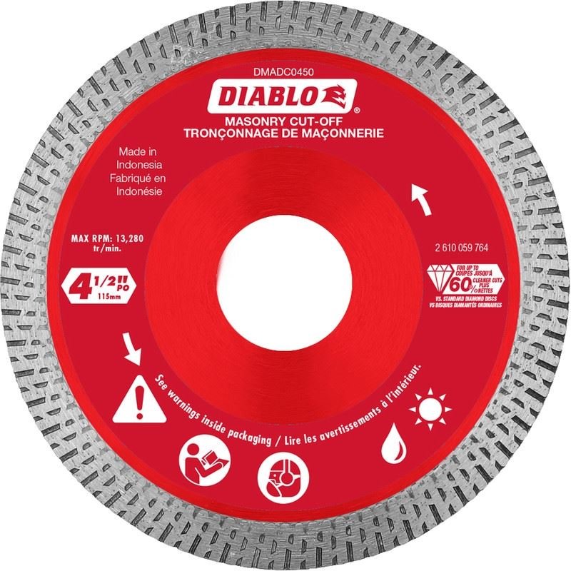 Diablo DMADC0450 4 - 1/2 in. Diamond Continuous Rim Cut - Off Discs for Masonry - Mississauga Hardware Centre Inc