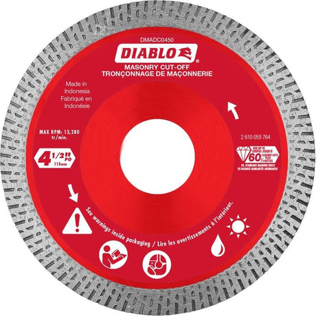 Diablo DMADC0450 4 - 1/2 in. Diamond Continuous Rim Cut - Off Discs for Masonry - Mississauga Hardware Centre Inc