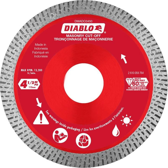 Diablo DMADC0450 4 - 1/2 in. Diamond Continuous Rim Cut - Off Discs for Masonry - Mississauga Hardware Centre Inc
