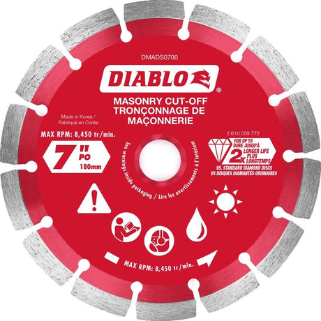 Diablo DMADS0700 7 in. Diamond Segmented Cut - Off Discs for Masonry - Mississauga Hardware Centre Inc