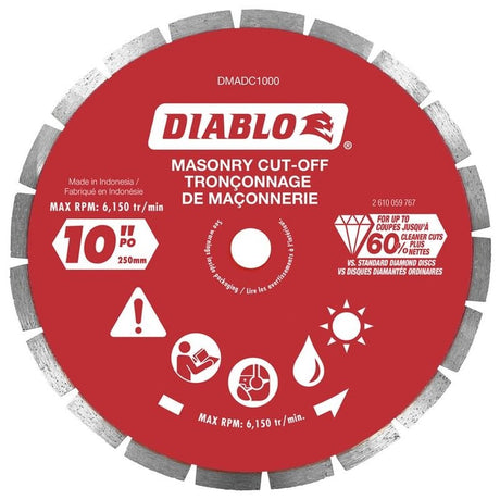 Diablo DMADS1000 10 in. Diamond Segmented Cut - Off Discs for Masonry - Mississauga Hardware Centre Inc