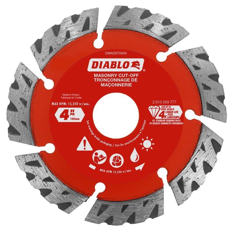Diablo DMADST0400 4 in. Diamond Segmented Turbo Cut - Off Discs for Masonry - Mississauga Hardware Centre Inc