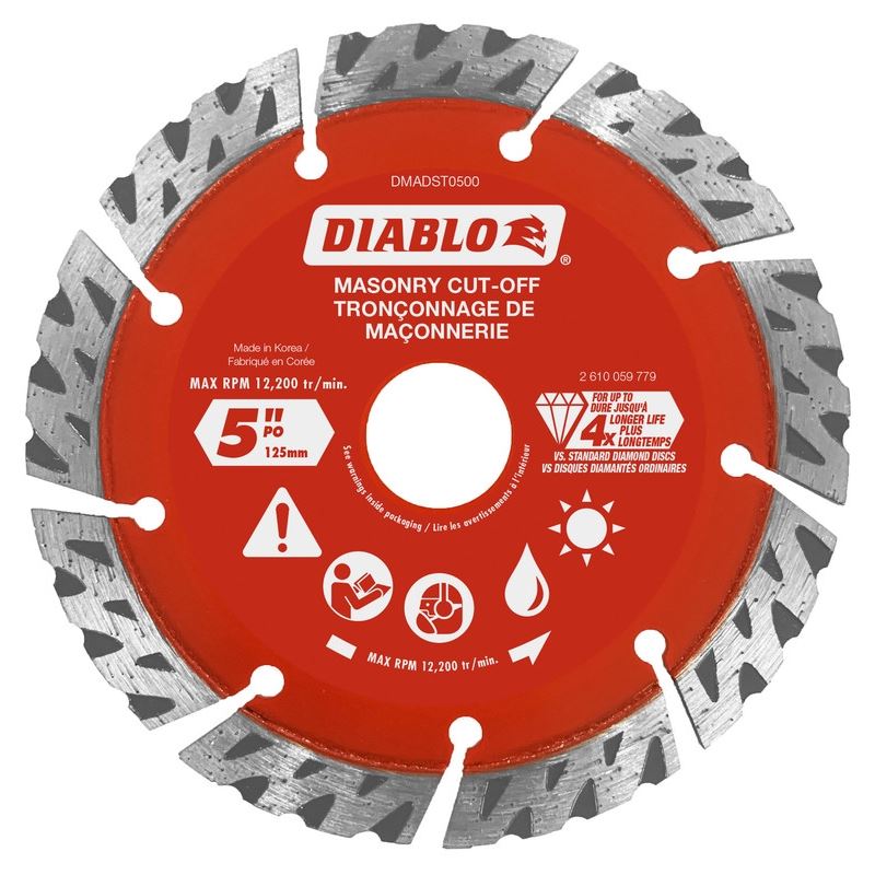 Diablo DMADST0500 5 in. Diamond Segmented Turbo Cut - Off Discs for Masonry - Mississauga Hardware Centre Inc