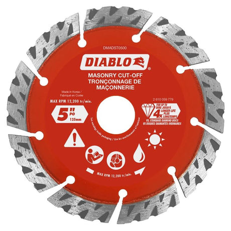Diablo DMADST0500 5 in. Diamond Segmented Turbo Cut - Off Discs for Masonry - Mississauga Hardware Centre Inc