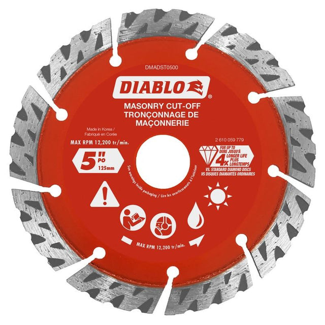 Diablo DMADST0500 5 in. Diamond Segmented Turbo Cut - Off Discs for Masonry - Mississauga Hardware Centre Inc