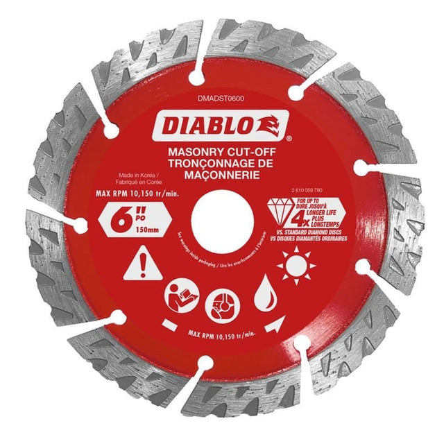 Diablo DMADST0600 6 in. Diamond Segmented Turbo Cut - Off Discs for Masonry - Mississauga Hardware Centre Inc