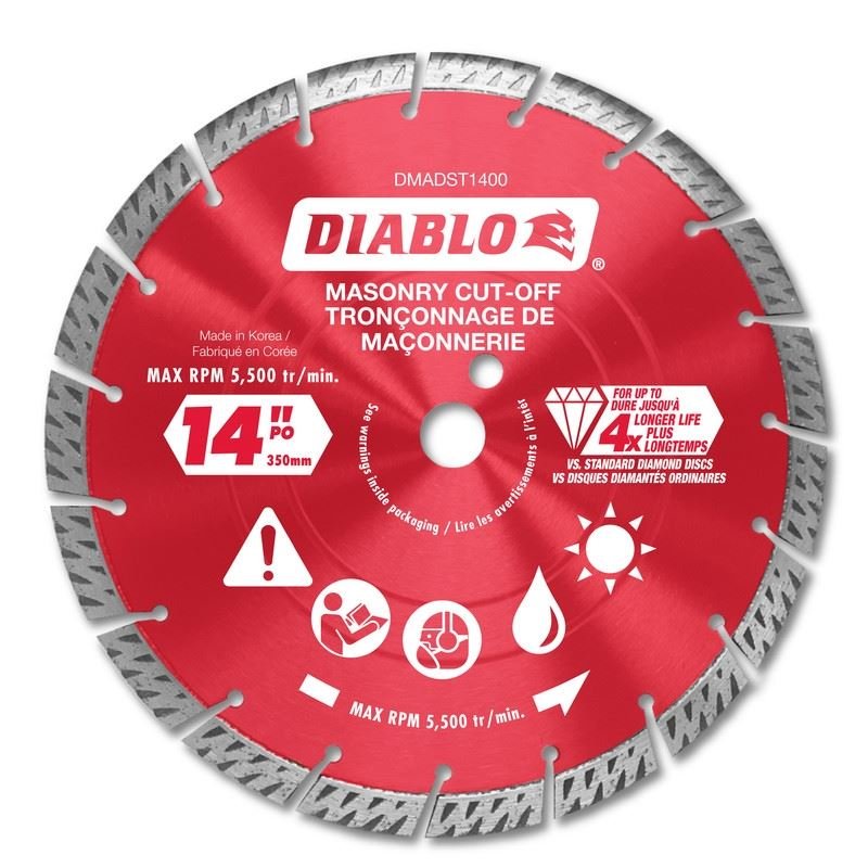 Diablo DMADST1400 14 in. Diamond Segmented Turbo Cut - Off Discs for Masonry - Mississauga Hardware Centre Inc