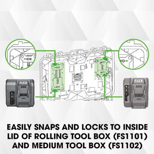 FLEX FS1606 - 2 STACK PACK ADJUSTABLE CHARGER MOUNTS 2 - PACK - Mississauga Hardware Centre Inc