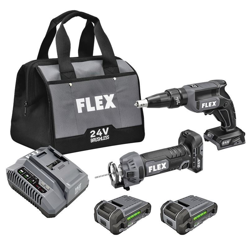 FLEX FXM203-2AA 2 Tool Combo Kit, Drywall Screw Gun and Cut Out Tool ...
