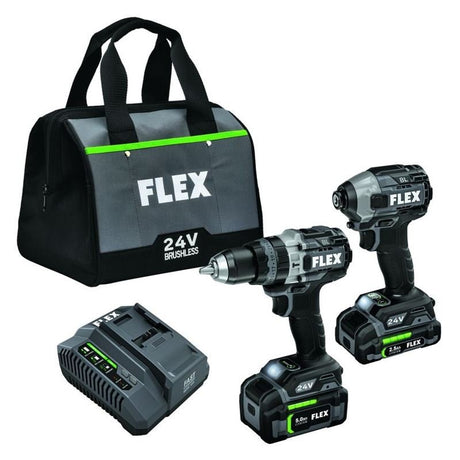 FLEX FXM204 - 2B 24V Brushless Drill Driver (Turbo Mode) and Impact Driver w/ Quick Eject Kit - Mississauga Hardware Centre Inc