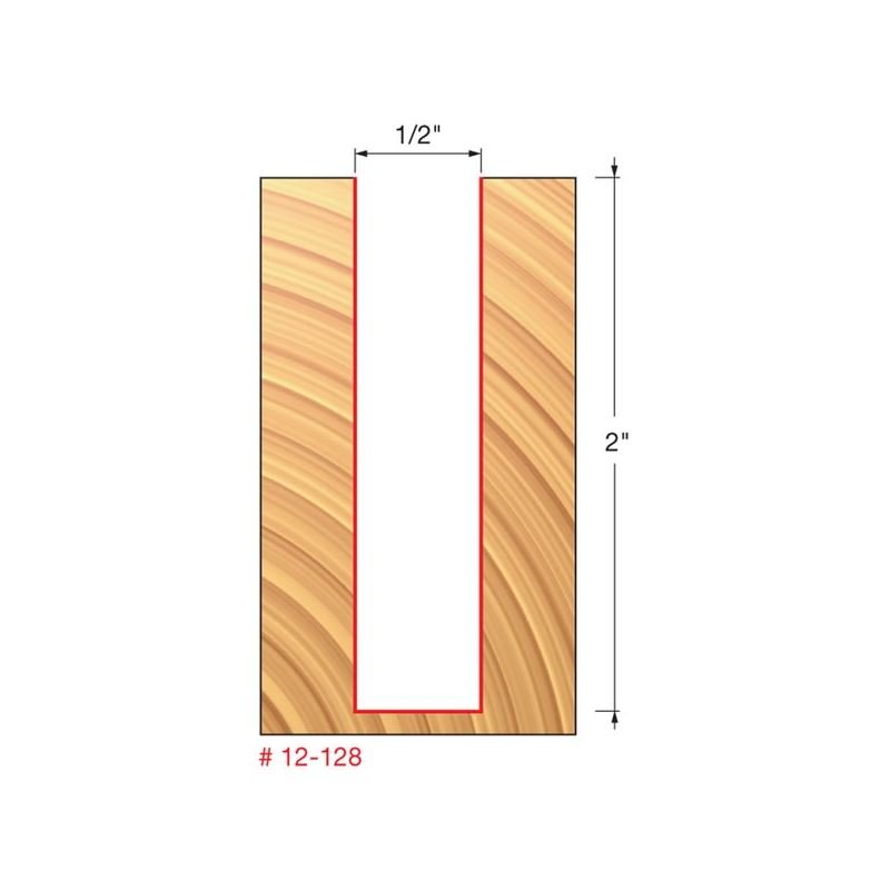 Freud | 12 - 128 1/2 (Dia.) Double Flute Straight Bit (Double Grind) - Mississauga Hardware Centre IncFreud12128