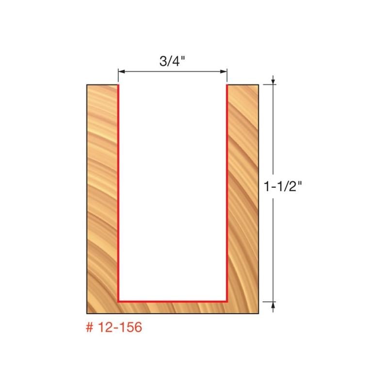 Freud | 12 - 156 3/4 (Dia.) Double Flute Straight Bit (Double Grind) - Mississauga Hardware Centre IncFREUD12156