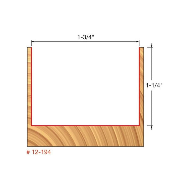 Freud | 12 - 194 1 - 3/4 (Dia.) Double Flute Straight Bit (Double Grind) - Mississauga Hardware Centre IncFreud12194