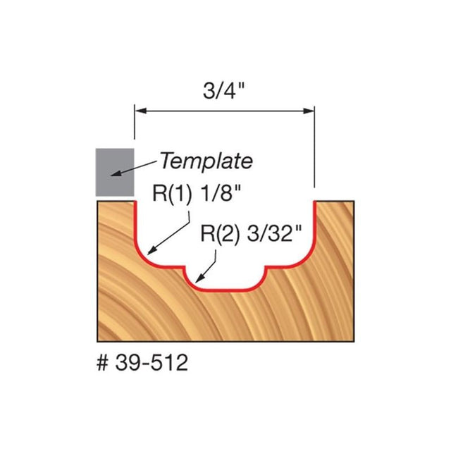 Freud | 39 - 512 3/4 (Dia.) Top Bearing Double Cove Groove Bit - Mississauga Hardware Centre IncFREUD39-512