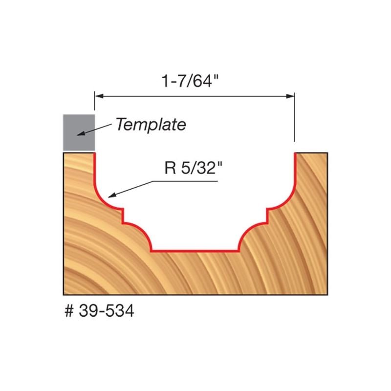Freud | 39 - 534 5/32 Radius Top Bearing Cove and Bead Groove Bit with 3/8 Shank - Mississauga Hardware Centre IncFreud39-534